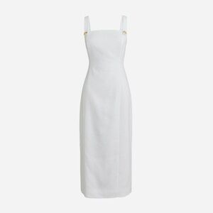 J Crew Stretch linen-blend midi sheath dress white 16 EUC
